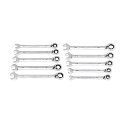 GEARWRENCH 10 Piece 90-Tooth 12 Point SAE Reversible Ratcheting Wrench Set | 86658 - style: 10 Pc SAE