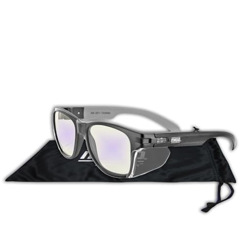 MAGID Y50 Safety Glasses for Construction | Black Frame — 1 Pair, Blue Blocking Lens | Side Shields, ANSI Z87.1+, Anti-Fog, Scratch-Resistant, 99.9% UV Protection, Polycarbonate Lens - color: Blue Blocking Lens | Black Frame, size: 1 Pair