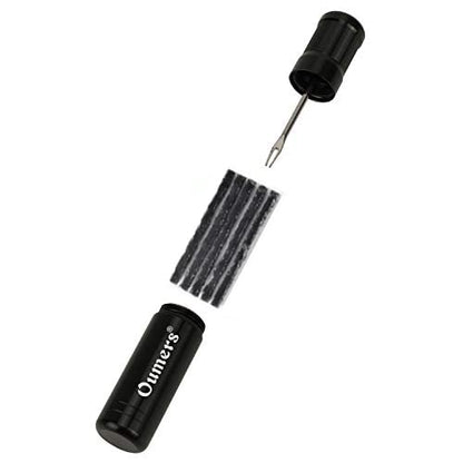 Oumers Tubeless Bike Tire Repair Tool Kit, Bike Tire Punctures with 5PCS Bacon Strips Plus Insertion Tool Tire Repair Fork Reamer - color: 5-black