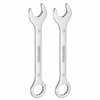 HARFINGTON 2pcs Thin Combination Wrench 11mm Offset 6-Point Ended Box & 15° Angled Open End Mini Combination Wrench 30Cr13 Stainless Steel Quenching Polish Metric Spanner for Auto Repairs - size: 11mm