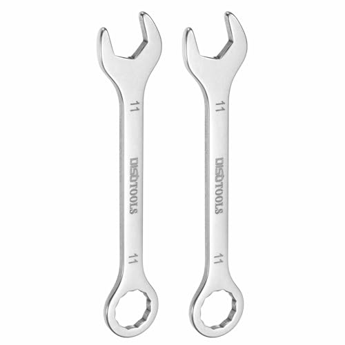 HARFINGTON 2pcs Thin Combination Wrench 11mm Offset 6-Point Ended Box & 15° Angled Open End Mini Combination Wrench 30Cr13 Stainless Steel Quenching Polish Metric Spanner for Auto Repairs - size: 11mm