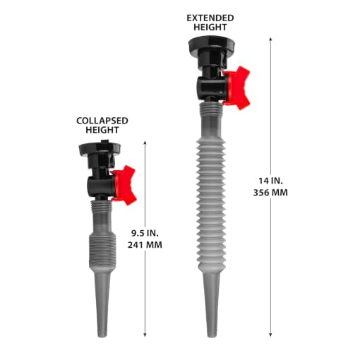 Performance Tool W4060 Flexible Funnel Spout - Mess-Free Fluid Transfer, Double-Threaded Cap, Air Bleed-Off Valve