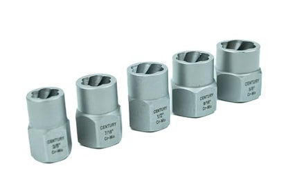 Century Drill & Tool 6 Piece Bolt Extractor Set 73425; securely grips damaged bolts and fasteners, impact ready socket adapter included - size: 6 Piece