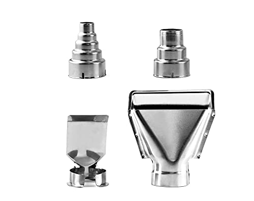 QWORK® 4 PCS Heat Gun Nozzles Kits Stainless Steel Reflector Nozzle Hot Air Gun Soldering Station Nozzle Tool