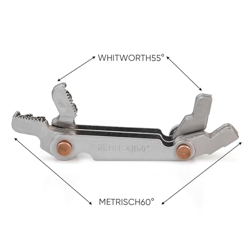 Thread Pitch Gauges Measure Tool Set,Stainless Steel Thread Gauges, Metric & Imperial Screw Gauge SAE Whitworth 55 Degree & Metrisch 60 Degree Thread Pitch Gauge for Industrial Measurement - color: 1P