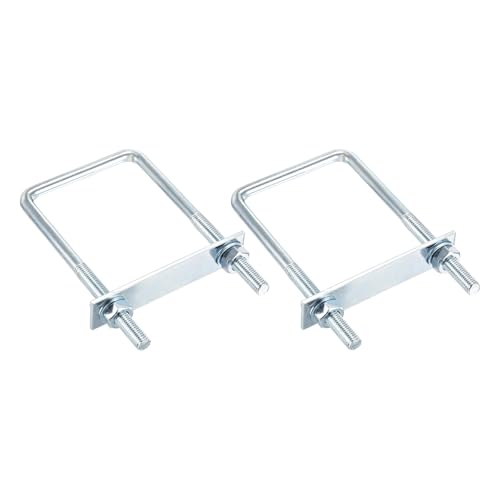 DTGN M10x75x150mm U Bolts Square Kit - 2Set - Carbon Steel U-Bolt Kit with Nuts, Washers, Frame Plate - Good for Pipe, Trailer, Automotive, Leaf Spring Fastener - size: M10x75x150mm