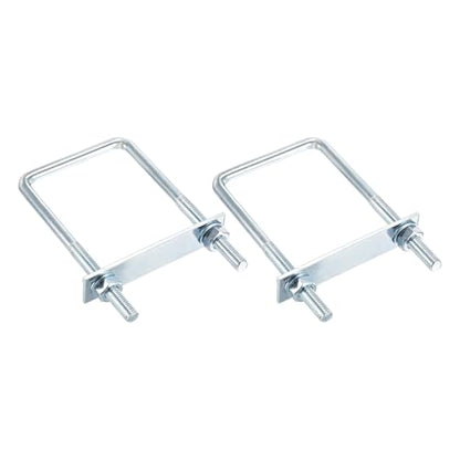 DTGN M10x75x150mm U Bolts Square Kit - 2Set - Carbon Steel U-Bolt Kit with Nuts, Washers, Frame Plate - Good for Pipe, Trailer, Automotive, Leaf Spring Fastener - size: M10x75x150mm