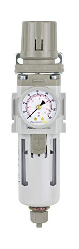 PneumaticPlus SAW300-N03BG Compressed Air Filter Regulator Piggyback Combo 3/8" NPT - Poly Bowl, Manual Drain, Bracket, Gauge - style: Poly Bowl - Manual Drain