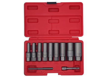 VCT 11pc 3/8 Dr Spiral Deep Deepwell Extractor Set for Removing Studs, Bolts, Fittings, Spark-Plugs, Broken nuts, Threaded Tubes, Lug nuts