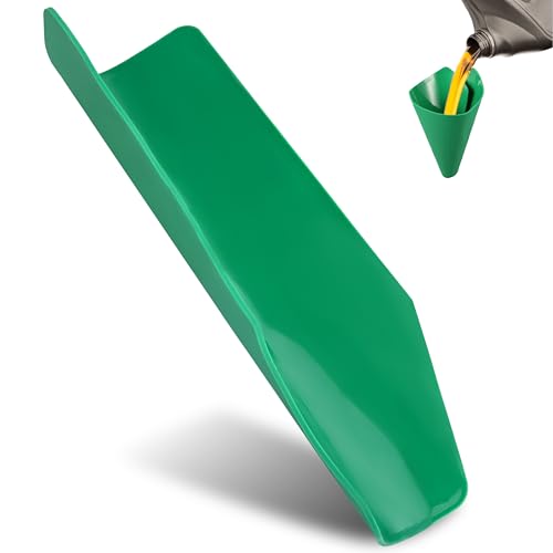 ecocstm Flexible Oil Funnel, Reusable Flex Funnels for Automotive Use | 14.7 x 6.7 Inch Form A Funnel, Foldable Funnel, Spill-Free Oil Change Tools for Most Cars, Trucks, Motorcycles (Green)