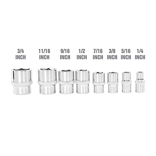 OEMTOOLS 25446 3/8 Socket Set 8-Pc, SAE 3/8 Drive Socket Set, 6 Point SAE Sockets, Removes Rounded and Rusted Fasteners, Storage Tray Included - style: SAE