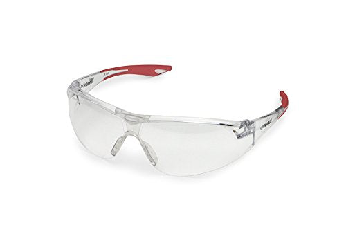 Delta Plus R-SG-18C Avion Safety Glasses, Clear Lens with Red Temple Tips, One Size