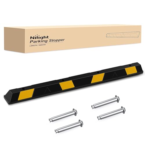 Nilight 79" Heavy Duty Rubber Parking Curb, Extra-Long Driveway Garage Parking Stopper Block Aid for Large Vehicles, Trucks, and SUVs - size: 79" 1-Pack