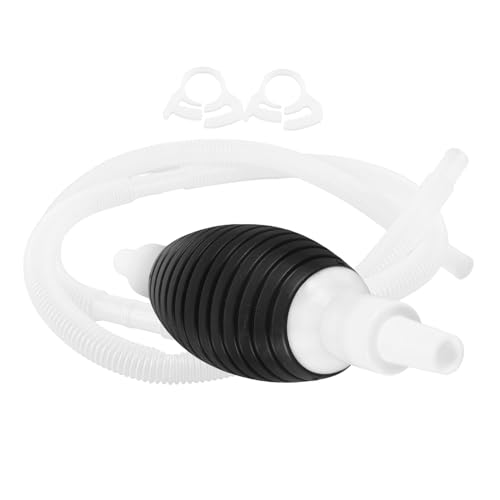 Manual Hand Fuel Transfer Pump with Corrugated Siphon Hose and Plastic Wall-mount Bracket for Gasoline Diesel Water Fluid Transfer Versatile for Vehicle and Agricultural Use