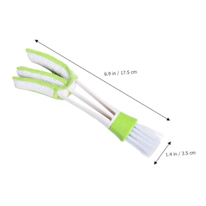 GLEAVI 3pcs Double-Ended Car Air Vent Cleaning Brush Set Green, Air Conditioner Duster for Interior Vents and Dashboard Detailing Tools