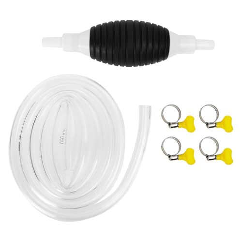Manual Fuel Transfer Pump Kit 2m Siphon Hose with 2 Clamps for Car Motorcycle Fish Tank Water Extraction Hand Pump
