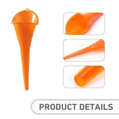 2 PCS Oil Funnel, Automotive Multi-Function Long Neck Fuel Funnel, Plastic Anti-Spill Engine Funnel for Filling Engine Oils, Water, Diesel Fuel, Kerosene and Other Liquids (Orange) - color: Orange