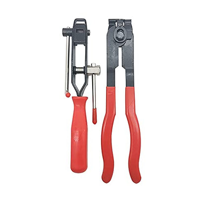 CV Boot Clamp Pliers CV Joint Ear Clamp Banding Tool with 12pcs Adjustable Axle Boot CV Joint Bands Drive Axle Shaft Joint Crimp Clamps Fit for Most Cars