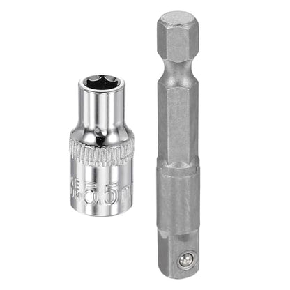 HARFINGTON Deep 6-Point Impact Socket 1/4" Drive 5.5mm Metric Socket 25mm (1") Long with 1/4" Hex Shank Adapter, CR-V Steel Socket Adapter Accessory Tool Set Kit for Hex Bolts Nuts - size: 5.5mm x 25mm