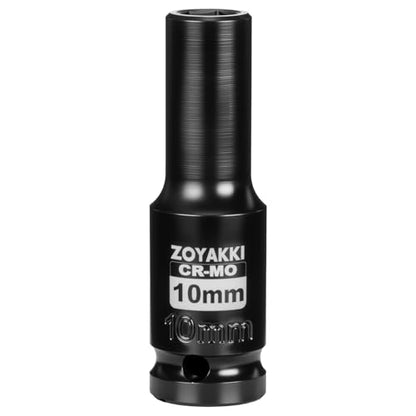 1/2" Drive 10mm Deep 6 Pt CR-MO Metric Impact Socket for Axle Nuts - size: 10mm, style: 1/2" Drive Deep
