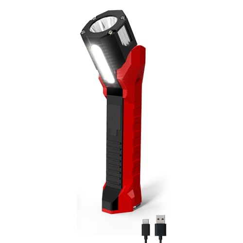 Anhay Rechargeable Work Light, 1200 Lumens LED Work Lights with 160° Swivel Head, Magnetic Base & Hooks, 6 Lighting Modes Magnetic Work Light for Car Repairs, Emergencies