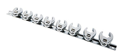SUNEX TOOLS 9708 3/8-Inch Drive Fractional Crowfoot Flare Nut Wrench Set, 3/8-Inch - 7/8-Inch, Fully Polished, 8-Piece