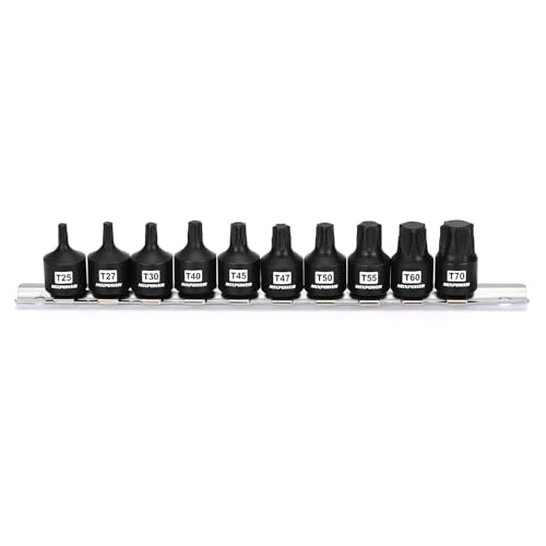 MIXPOWER 10 Pieces 3/8" Drive Impact Torx Bit Sockets,T25-T70,Cr-Mo Impact Grade,Solid One Piece Construction