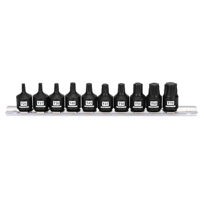 MIXPOWER 10 Pieces 3/8" Drive Impact Torx Bit Sockets,T25-T70,Cr-Mo Impact Grade,Solid One Piece Construction