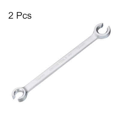 HARFINGTON 2pcs Flare Nut Wrench 10mm x 12mm High Carbon Steel Nickel Plating Wrench for DIY Hand-making Automotive Repairs and Household Maintenance - size: 10mm x 12mm