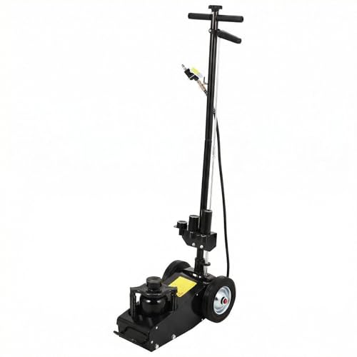 22 Ton Air Hydraulic Floor Jack for Heavy Duty Trucks & Tractors – Low Profile (9"-17.7"), 4 Adapters, 46" Adjustable Handle – 44,000 lbs Capacity - color: 22 Ton Black