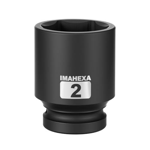 1" Drive Shallow Impact Socket,2 Inch SAE Jumbo Socket,CR-MO 6 Point for Easy Removal of Large Axle Nut（SAE) - size: 1 Inch Shallow 2", style: 1"Drive Shallow Impact Socket