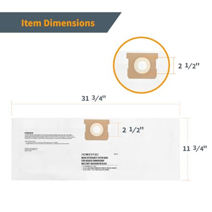 POWERTEC VF3503 Size B Shop Vac Bags Set for Ridgid 4 Pack for Wet + Dry Pickup, 6-9 Gal. Water Resistant & Dry Debris Dust Bags Set (2 of each) for Ridgid HD9000 & Workshop WS32090F2 Wet Dry Vac - size: VF3503 (Size B), style: Wet & Dry Use Set (4PK)