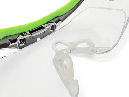 MAGID AcuSpex Semi-Frameless Clear Safety Glasses with PurVue Premium Anti-Forg Coating, 1 Pair, Black/Green, PCX4080