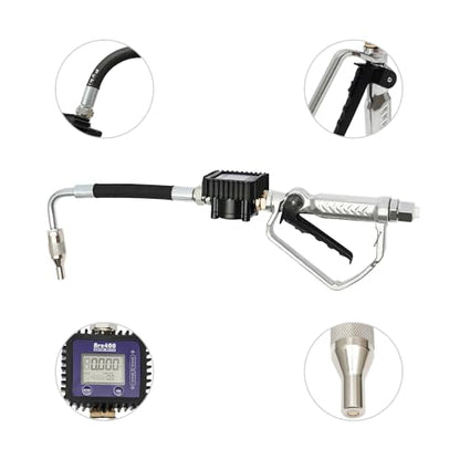 Electronic Oil Metering Gun, Digital Oil Control Valve Meter Nozzle, Pneumatic Oil Gun Quantitative Fueling Gun Oil Gun with Gauge, Control Valve Fuel Oil Transfer Gun - color: Style-A