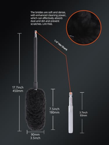 Drill Wheel Brush, Drill Microfiber Wheel Brush, SPTA 1 Pc Soft Microfiber Extended Reach Rim Drill Wheel Brush,with 1 adddtional Drill Adapter for Electric Drill -DF068