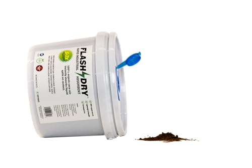 FlashDry Super Spill Absorbent, 5L Bucket with Dispenser Lid, 100% Organic Coco Coir, Landfill Safe, OSHA Approved, Ideal for Absorbing Oil, Paint, Grease in Garages, Kitchens, Janitor Kits - size: Pack of 1