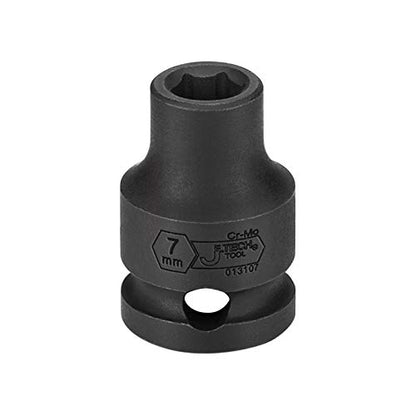 Jetech 3/8 Inch Drive 7mm Standard Impact Socket, Heat-Treated Chrome Molybdenum Alloy Steel, 6-Point Design, Metric, Anti-Rust Finish for Pneumatic & Electric Impact Wrench - size: 7mm