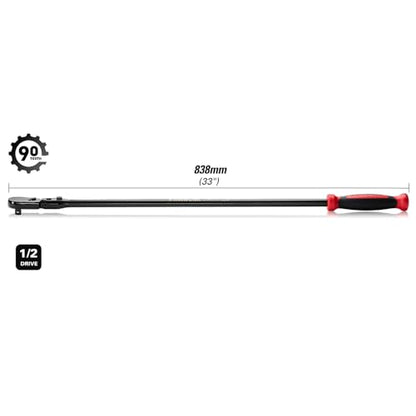 STARWORK TRUE MECHANIC™ 1/2" Drive 90 Tooth Dust-Proof Black Chrome Locking Flex Ratchet, Extra Long 33" Length - size: 33" Length