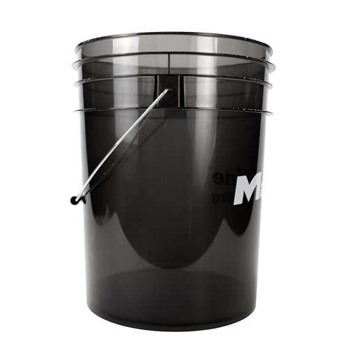 Maxshine 5 Gallon Detailing Bucket - Black Universal Car Wash Bucket for Auto Detailing, Scratch-Free Washing, Garage Storage, Holds Soap, Foam Cannon, Brushes & Microfiber Towels - color: 5g Bucket (Smoke)