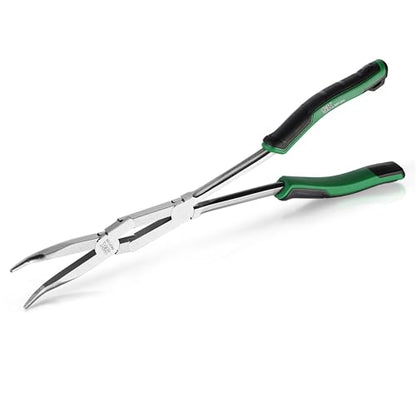 SK 13-Inch Double Compound Long Reach Pliers, 45° Bent Nose Pliers With Comfort Grips, Premium CR-V Steel Construction - style: 45-Degree Angle
