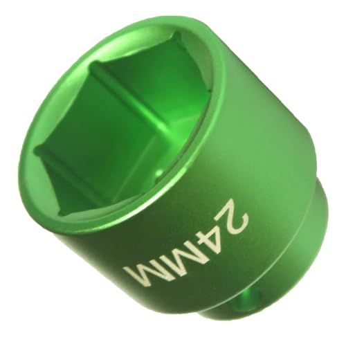 24mm oil filter socket wrench, low profile 6-point 3/8" Drive fits BMW, Chrysler,Chevy, Dodge, Jeep and Others fuel filter/oil filter cap installation&removal tool - color: Green, size: 24mm