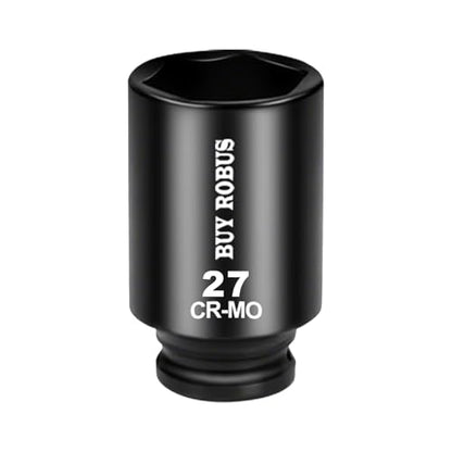 27mm Socket 1/2 Drive Deep Impact SAE Socket, 6 Point CR-MO for Easy Removal of Axle Nut - size: 27mm socket