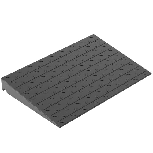 OrangeStar 4" Rise Rubber Threshold Ramp with Cord Channel | Wheelchair & Scooter Ramp, Non-Slip Angled Entry for Doorways, Steps & Garages, 2200 LBS Capacity (Black, 36" Length) - size: 4in
