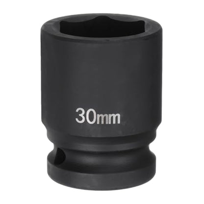HARFINGTON 6-Point Impact Socket 3/4" Drive 30mm Metric 40Cr Alloy Steel Spindle Axle Nut Impact Socket - size: 30mm