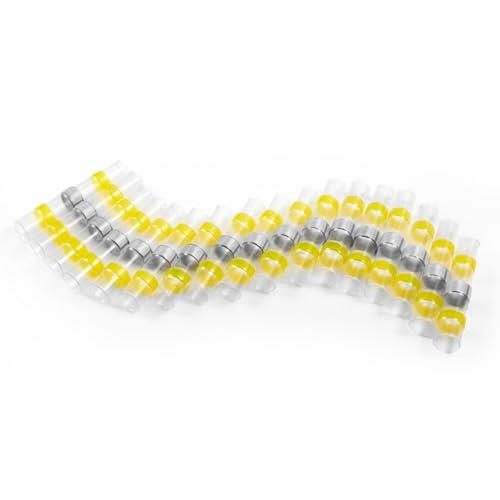 Chanzon Heat Shrink Solder Seal Wire Connectors UL Listed 12-10AWG Waterproof Butt Terminals Yellow Tin Joint Tube Connector Wiring Splice Terminals for Automotive Marine and DIY Projects 80Pcs - color: 4. 12-10AWG