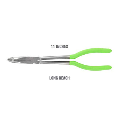 OEMTOOLS 22623 11" 90° Angled Long Nose Pliers – Rust Resistant, Heat-Treated Alloy Steel, Extended Reach for Automotive, Electrical, and Jewelry Work - style: 11 inch 90 degree long nose pliers
