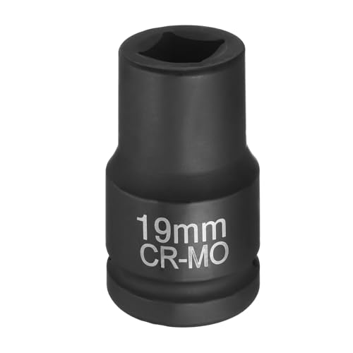 HARFINGTON 4 Point Square Socket 1" Drive 19mm Metric Square Impact Socket CR-MO Blackening Standard Wheel Sleeve Pneumatic Sleeve Tool for Auto Repair Mechanical Maintenance Home Use - size: 1"/19mm
