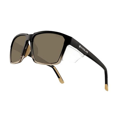 VETRA Z87+ Certified Safety Glasses HD High Contrast UV400 Side Shield Anti-Oil Coating Stylish Eyewear - color: Dark Mocha