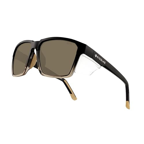 VETRA Z87+ Certified Safety Glasses HD High Contrast UV400 Side Shield Anti-Oil Coating Stylish Eyewear - color: Dark Mocha