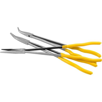 HOIGON 3 Pieces 16 Inch Long Needle Nose Plier Set, 90-Degree 45-Degree Straight Extra Long Reach Pliers Set with Comfortable Handle for Tight Space